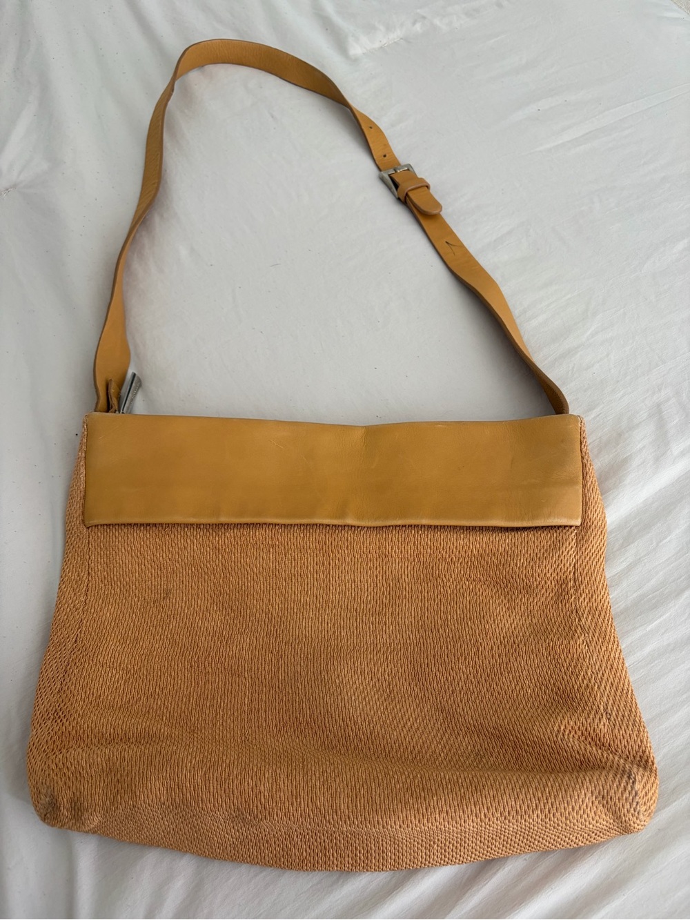 Francesco Biasia Y2K Tan Woven Shoulder Bag As Is